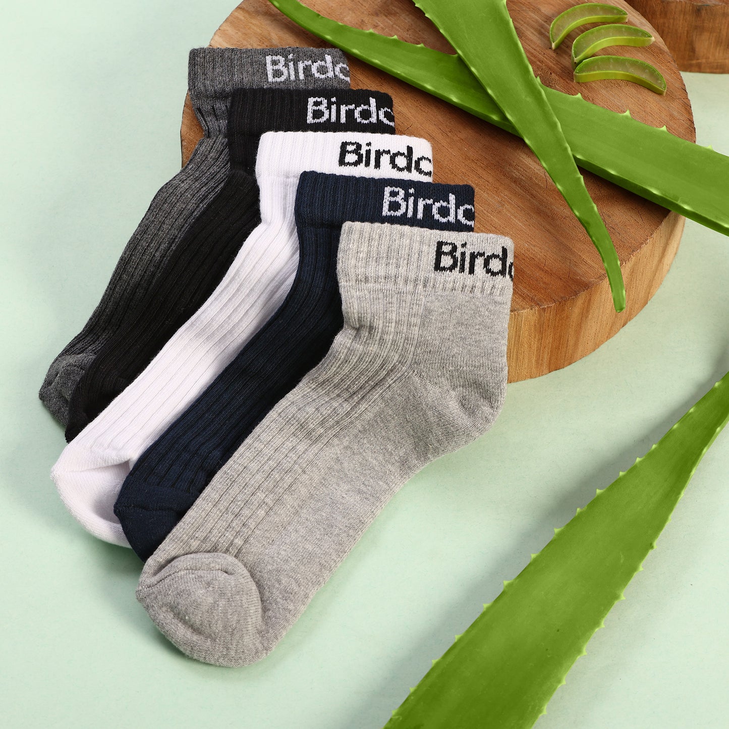 5 Pairs Ankle Socks - Ribbed (Black, Navy Blue, White, Grey & Dark Grey)