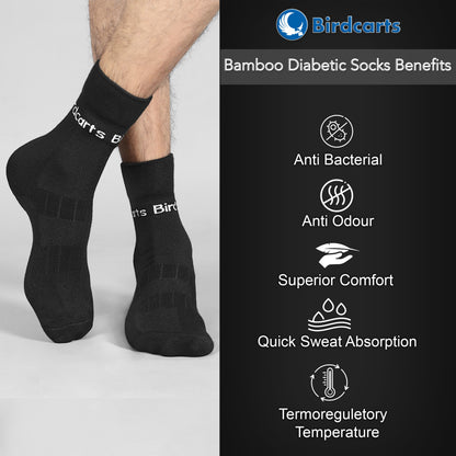 2 Pairs Bamboo Diabetic socks -  (Black)