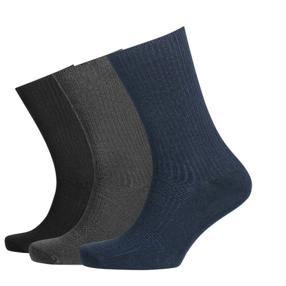 3 Pairs Health & Fitness Socks(soft touch) - (Black, Dark Grey & Navy Blue)