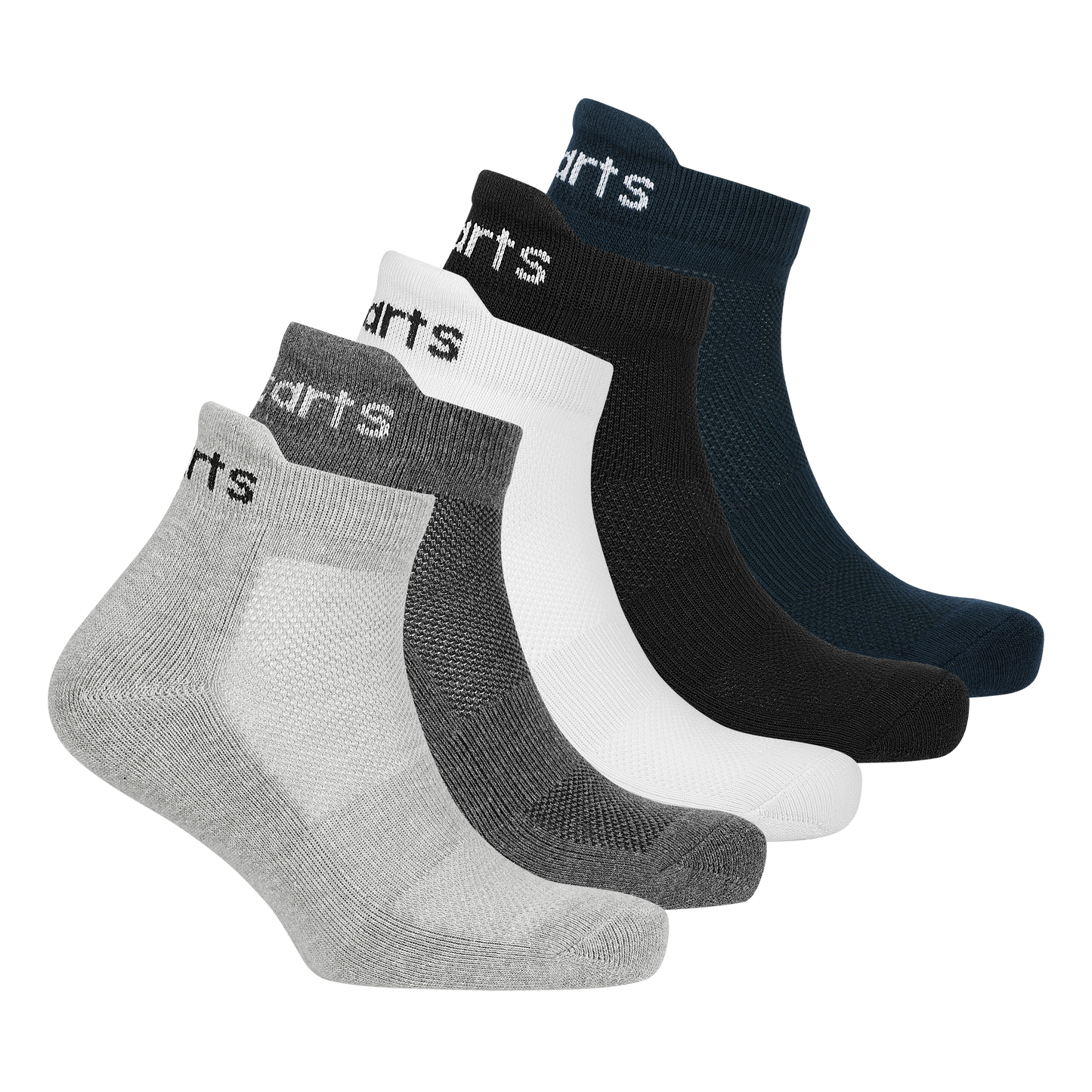 5 Pairs Sports Socks (Black,Navy Blue,White,Grey & Dark Grey)