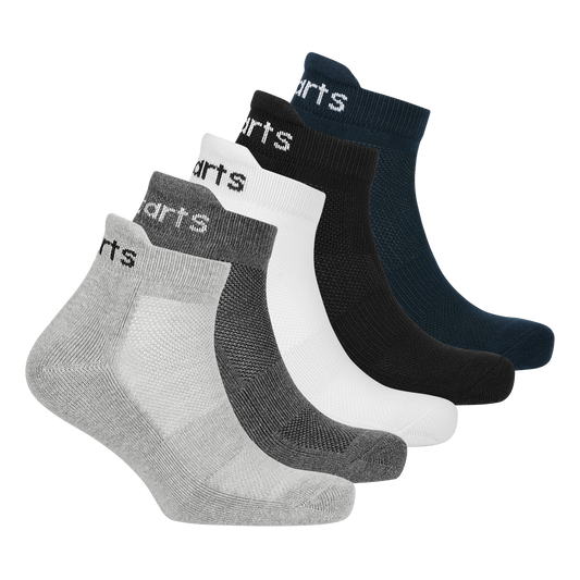 5 Pairs Sports Socks (Black,Navy Blue,White,Grey & Dark Grey)