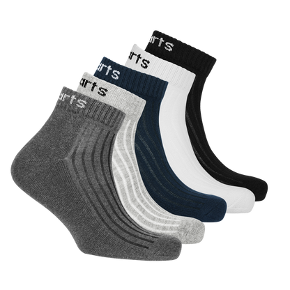 5 Pairs Ankle Socks - Ribbed (Black, Navy Blue, White, Grey & Dark Grey)