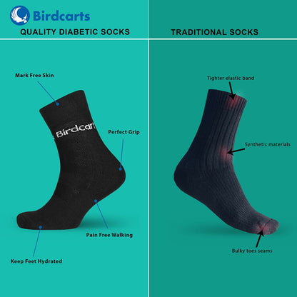 2 Pairs Bamboo Diabetic socks -  (Black)