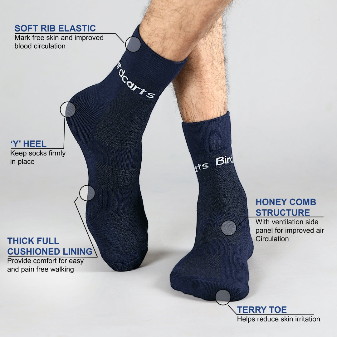 2 Pairs Bamboo Diabetic Socks -  (Black & Navy Blue)